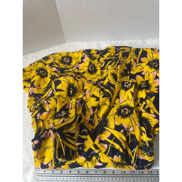 J. Crew Womens Floral Yellow & Black Dress 0P Fit and Flare Vibrant Elegant - Picture 7 of 11